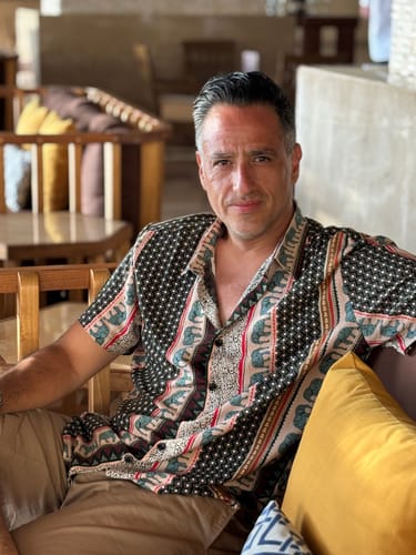 Customer photo review of Men's Striped Elephant Print Retro Button Up Green Top Short Sleeve Shirt