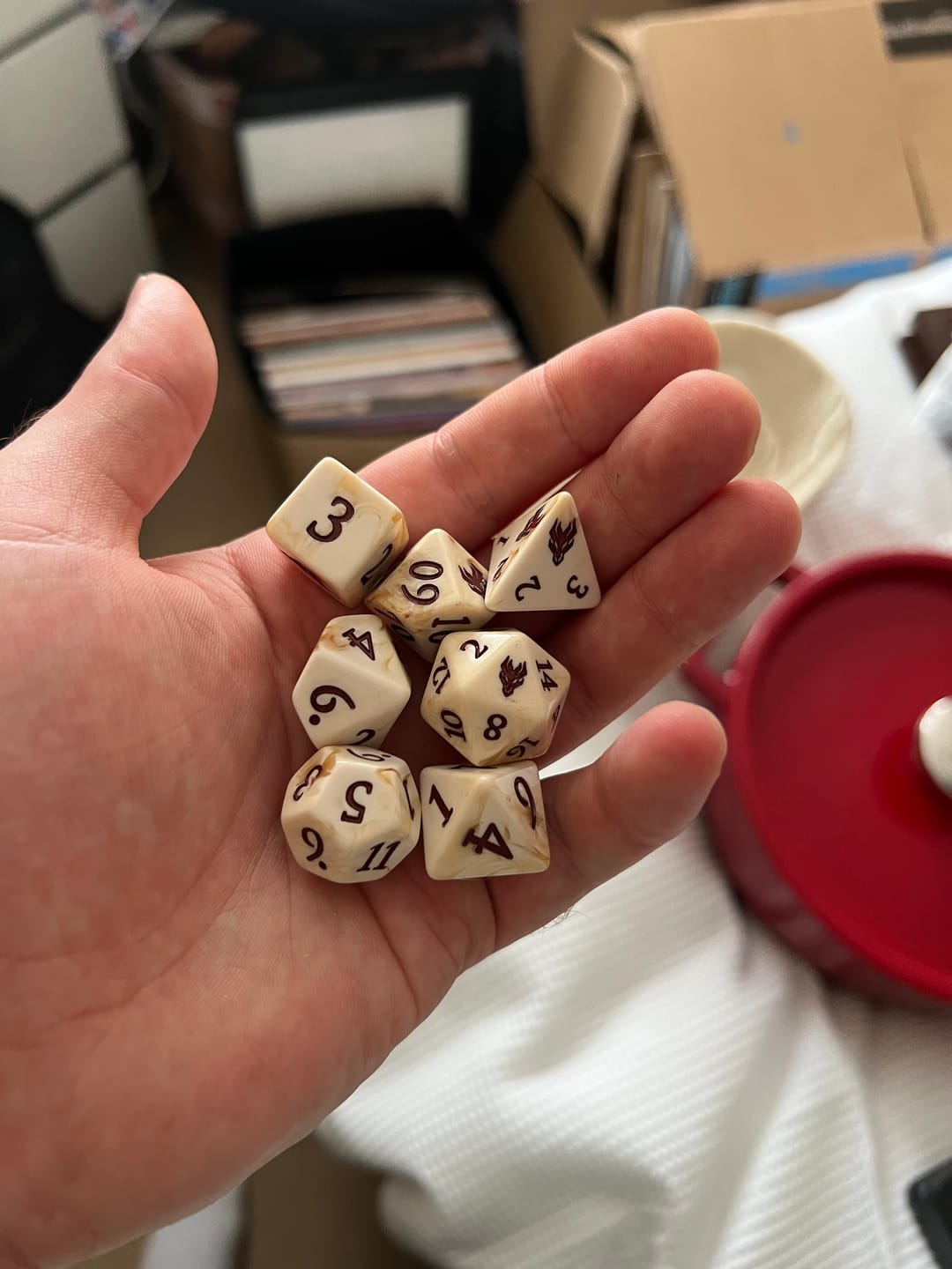 Customer photo review of Dragon's Bane Polyhedral Dice Set