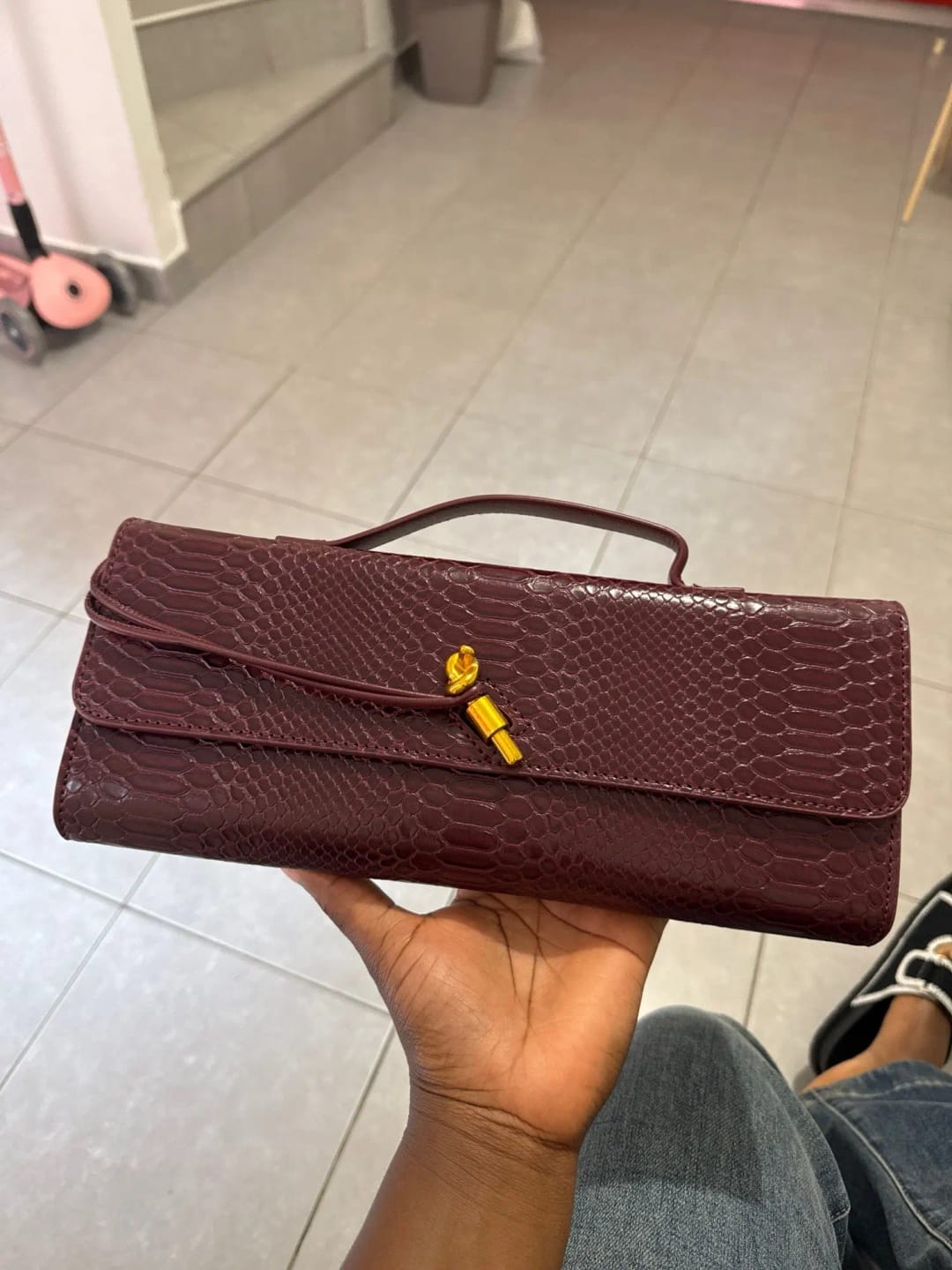 Customer photo review of Bianca Croc-Embossed Leather Bag