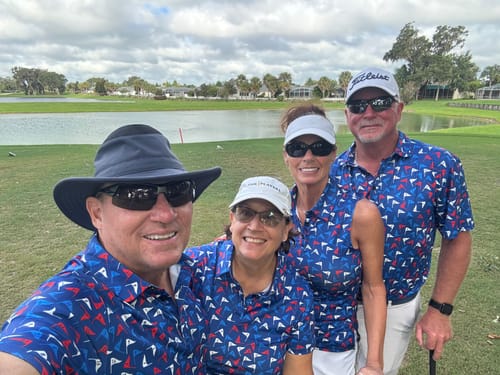 Customer photo review of Men's Flag Tap  golf polo