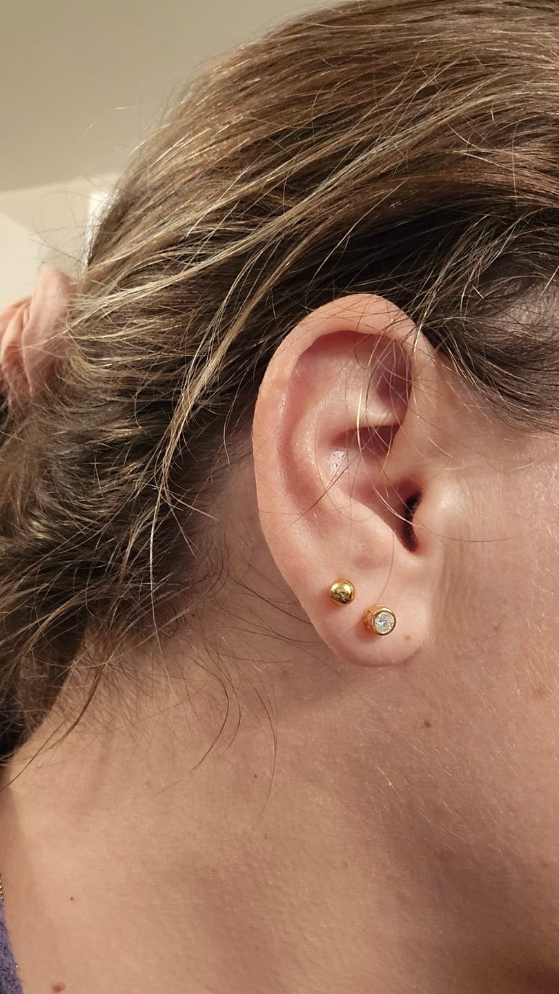 Customer photo review of Moissanite Solitaire Sleep Earrings