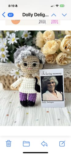 Customer photo review of Dolly® Personalized Crochet Doll with Photo Card
