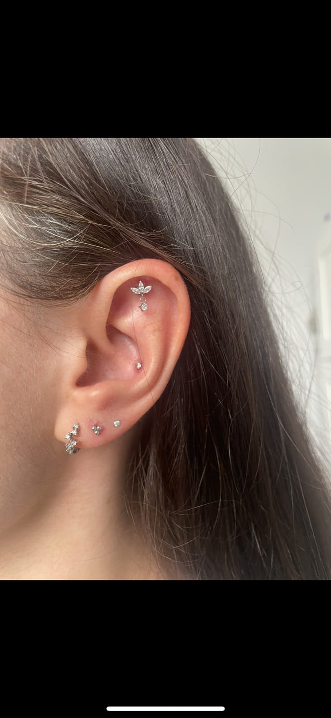Customer photo review of LANI Droplet Threadless Cartilage Stud