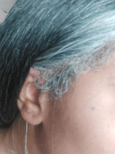 Customer photo review of Luvwin 4C Edges Salt & Pepper More Salt Highlight Front Glueless Straight Wig