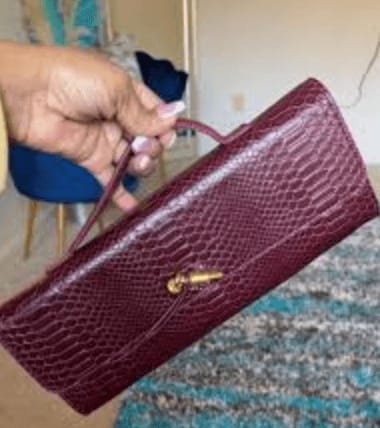 Customer photo review of Bianca Croc-Embossed Leather Bag