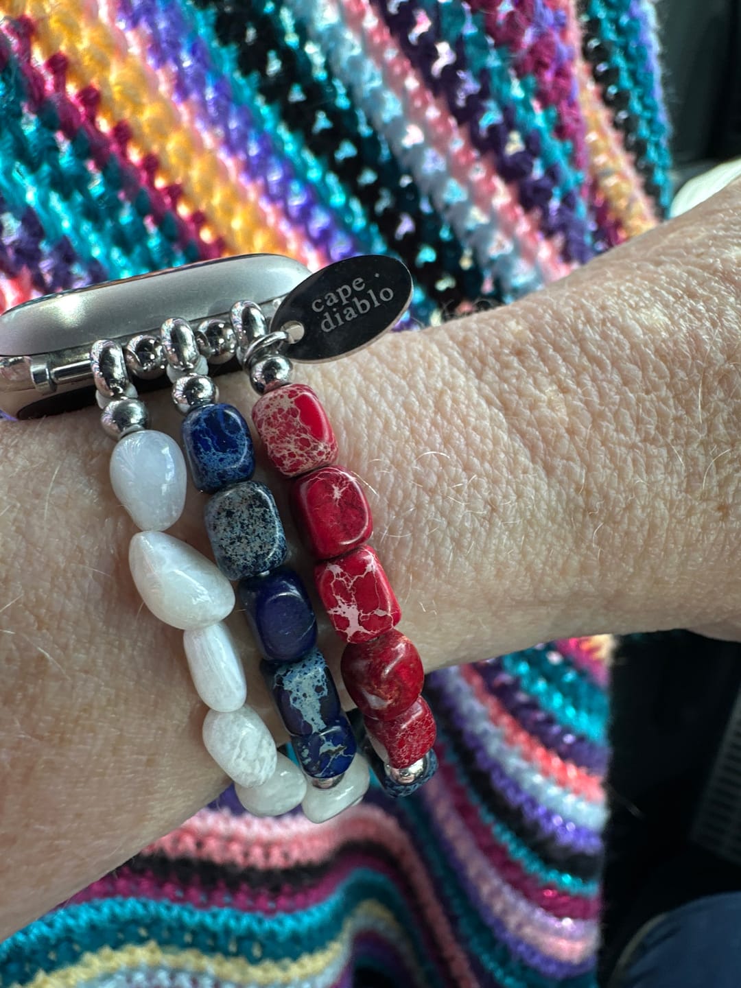 Customer photo review of Independence Flame Stretch Apple Watch Strap
