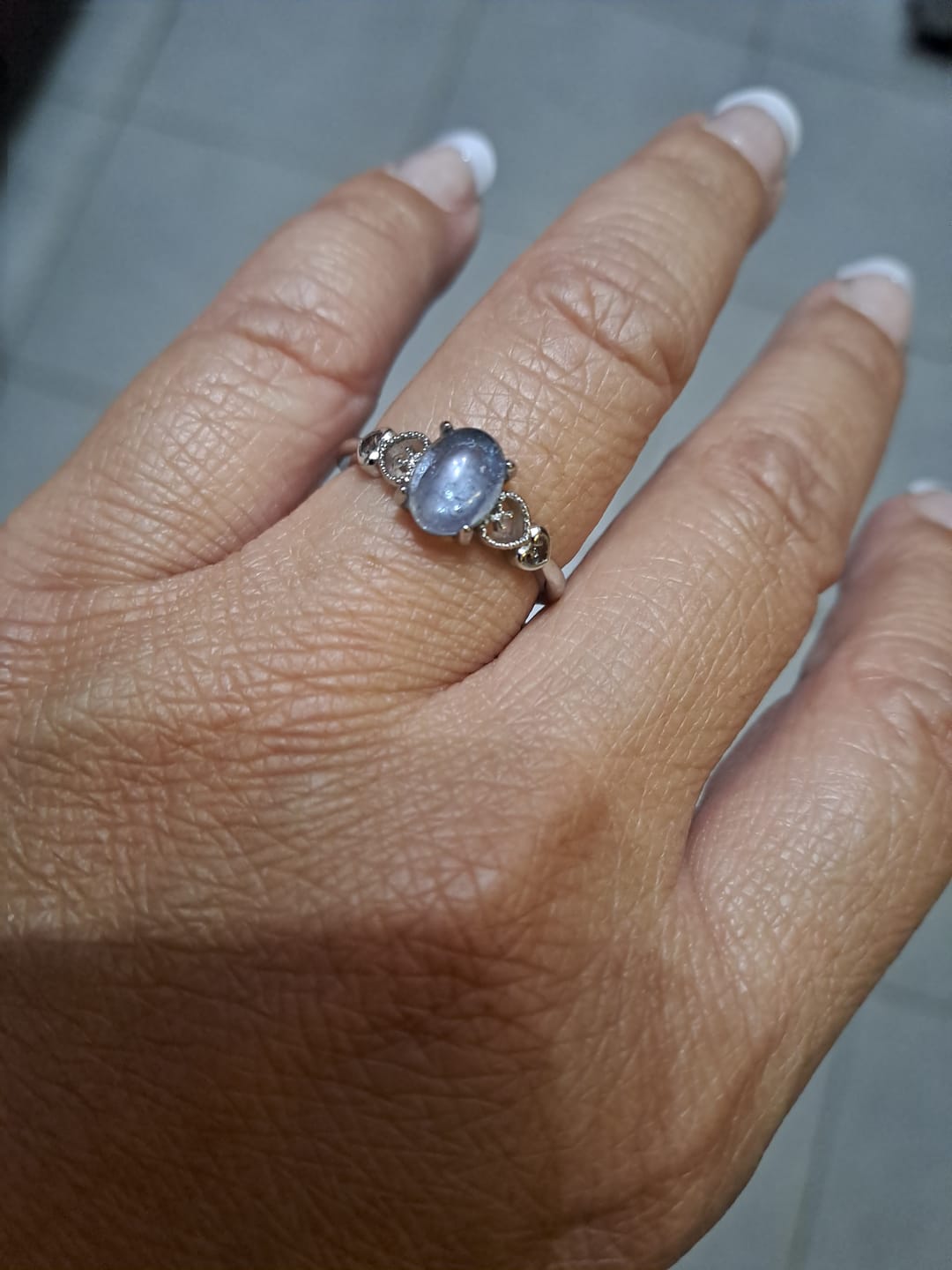 Customer photo review of Bague Ajustable "Cristal de Mer" en Aigue-Marine