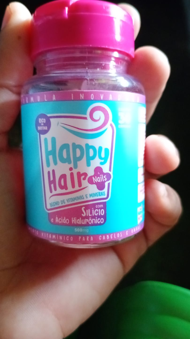 Customer photo review of Happy Hair 6 Potes + 6 Potes Grátis + 1 Melatonina + 1 Colágeno + 1 Happy Calm (Total 15 Potes)