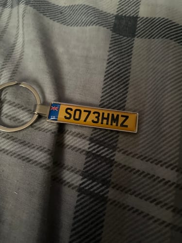 Customer photo review of Personalised Metal Number Plate Keyring