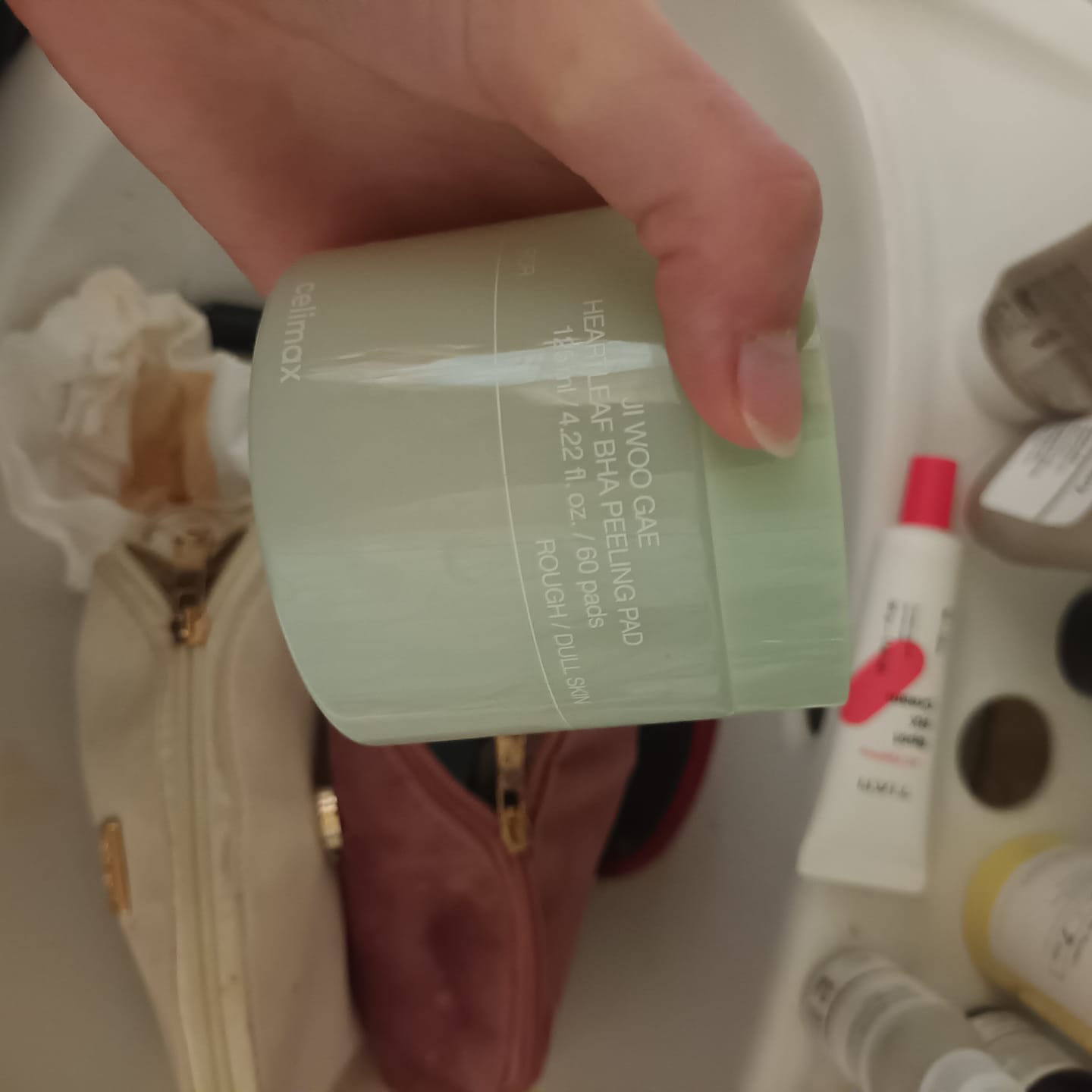 Customer photo review of Tonizējoši pīlinga spilventiņi ar BHA skābi Celimax Ji Woo Gae Heartleaf BHA Peeling Pad