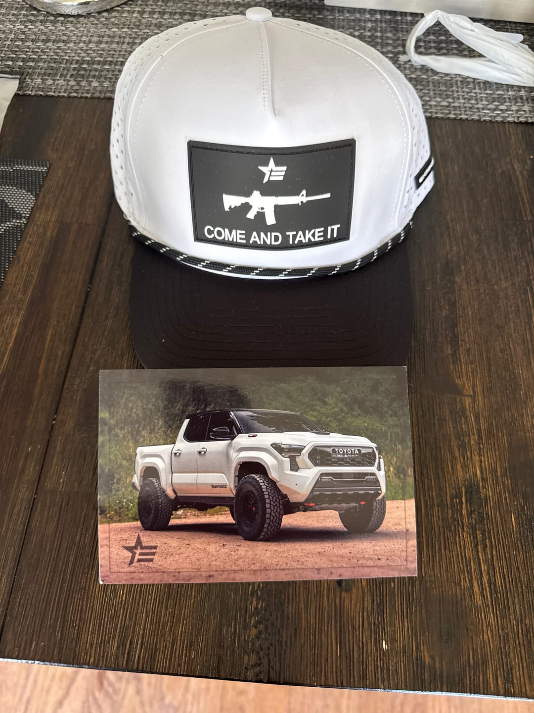 Customer photo review of Come and Take It Snapback - White