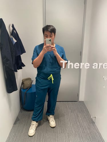 Customer photo review of Regular Waistband Jogger MoveTech® Scrub Pants Core+ - Men / Pacific Tide