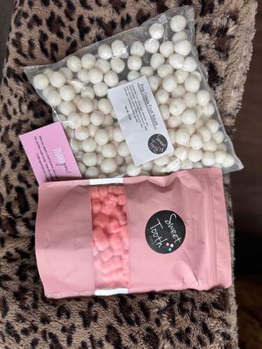 Customer photo review of Chewy Fruit Sour Balls White - Pina Colada 2.5LB