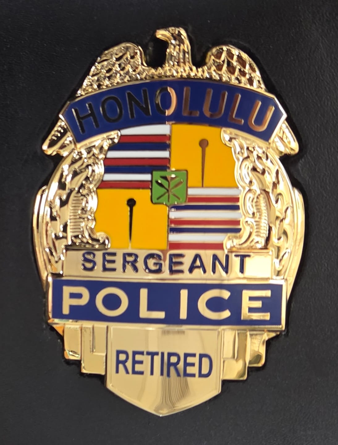 Customer photo review of Gold HPD Honolulu Police Badge Collector's Edition Customizable Rank & Number