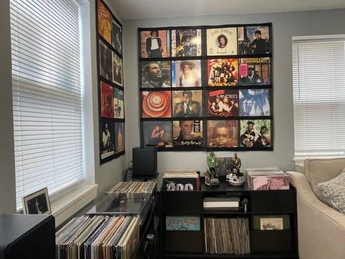 Customer photo review of 12" Vinyl Record Display Frame - LP Wall Storage