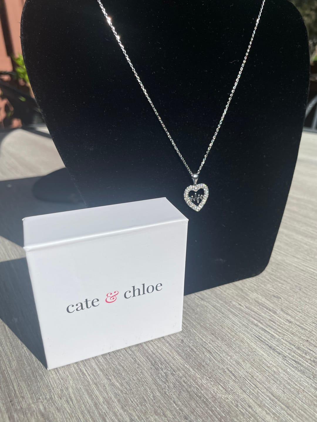 Customer photo review of Molly 18k White Gold Plated Heart Necklace with Swarovski Crystals