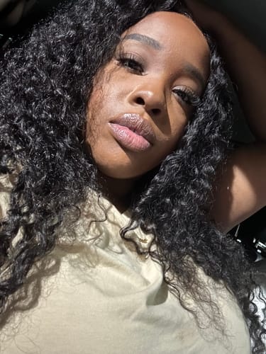 Customer photo review of CurlyMe Pre-cut 9x6 Lace M-cap Wear Go Glueless Mini Knots Water Wave Hair HD Lace Front Wig Pre-plucked