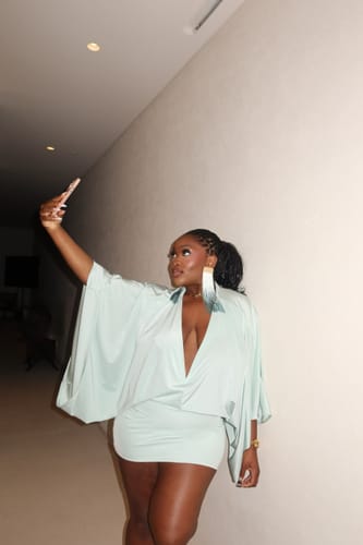 Customer photo review of ISLA MINI DRESS - LIGHT MINT GREEN