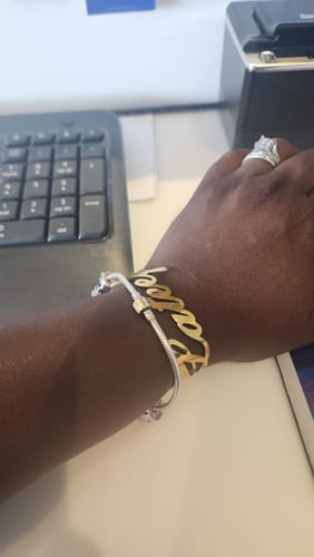Customer photo review of Personalized Name Bangle