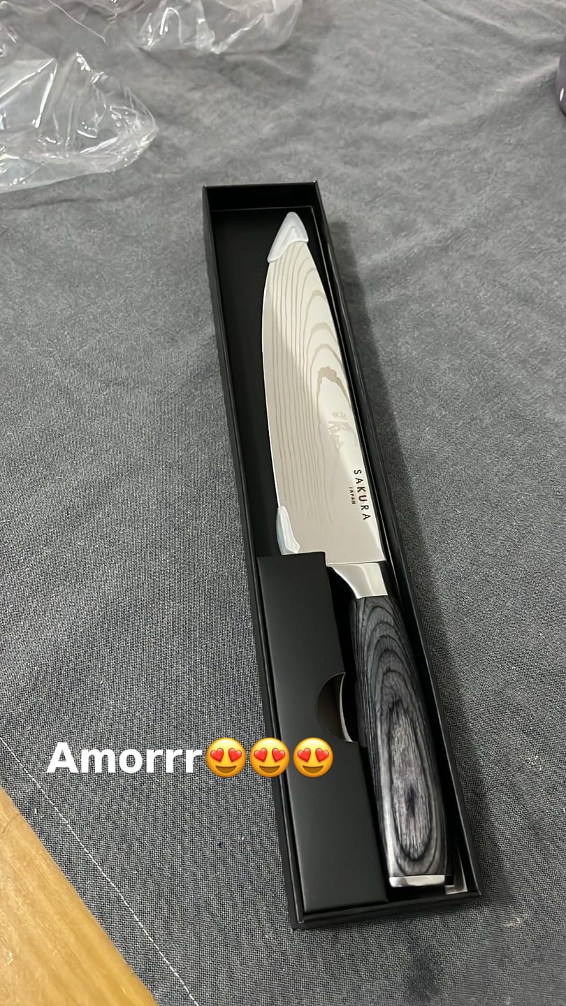Customer photo review of Cuchillo Chef Sakura Pro Stainless Steel Black Ébano 33 Cms