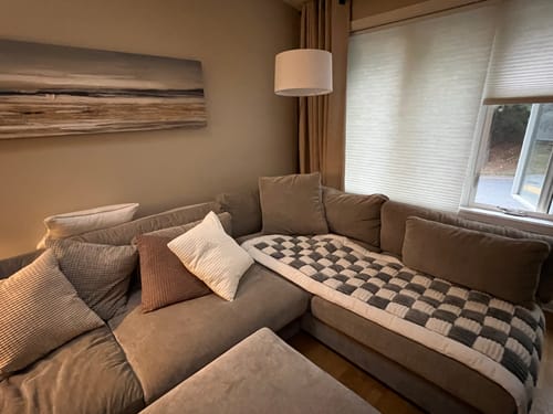 Customer photo review of NEW 2-in-1 Furniture Protector & Dog Bed Couch Cover with Thick Orthopedic Padding, Non-Slip Grip, Scratch-Resistant Surface & Machine-Washable Fabric