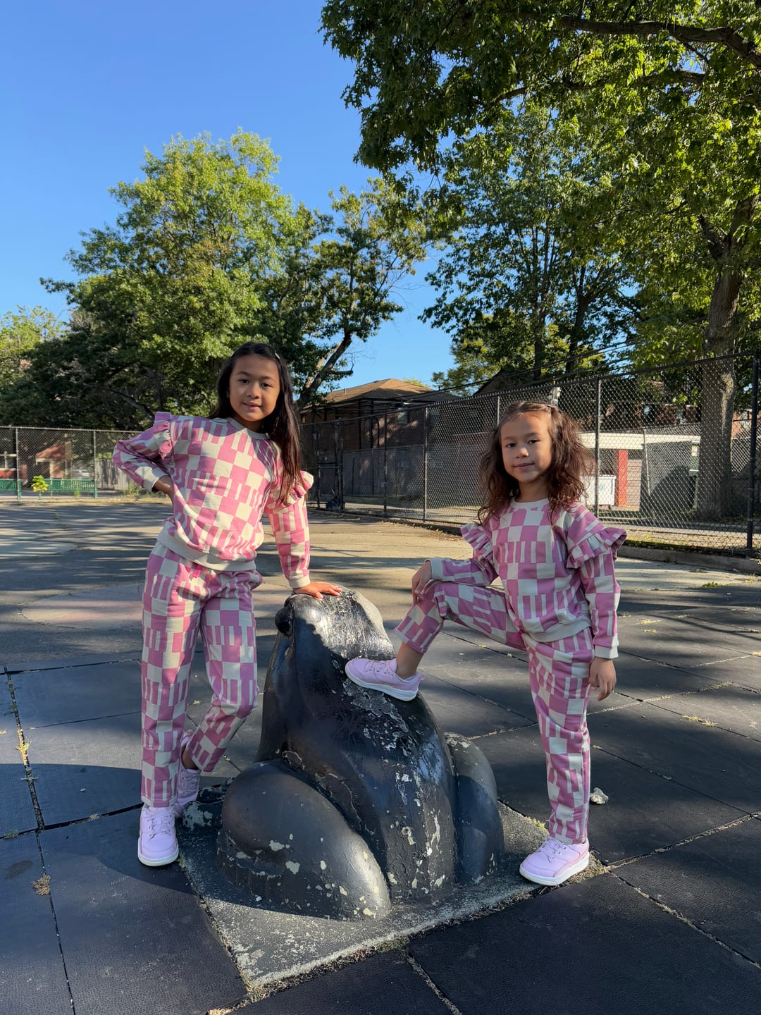 Customer photo review of Recycled Cotton Pink Block Ruffled Sweatshirt