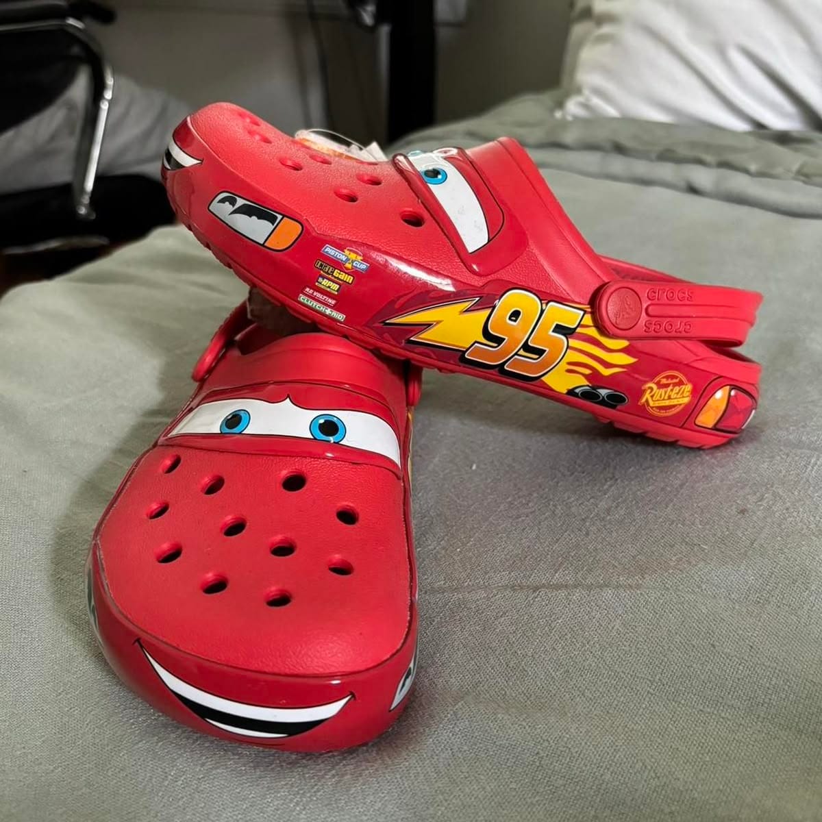 Customer photo review of Lightning McQueen Crocs – Red