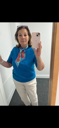 Customer photo review of Brand New Bellezza Two Tone Blue Leopard Tropical Double Faced Silk Twilly DISPATCHED W/C 25th AUGUST