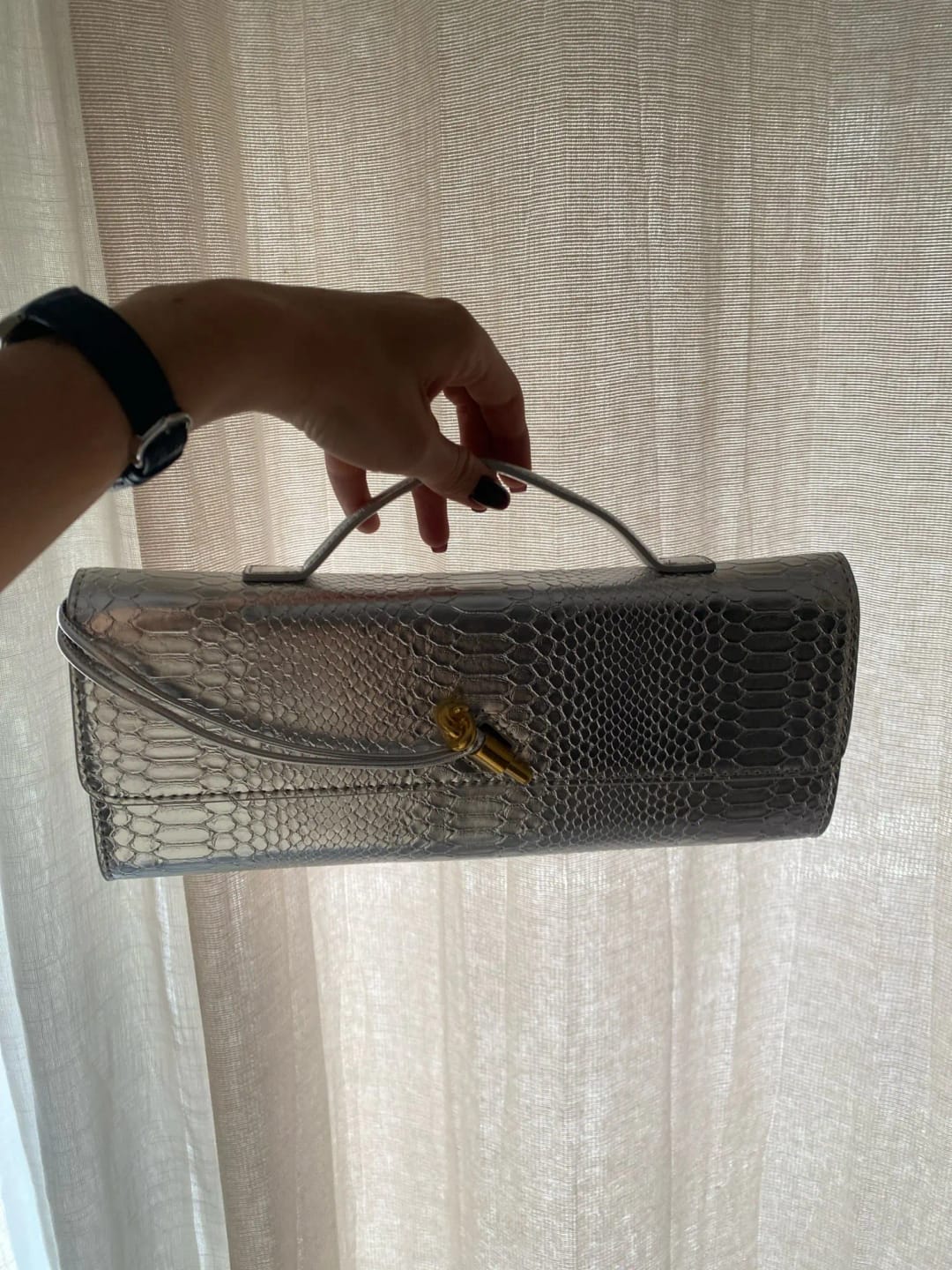 Customer photo review of Bianca Croc-Embossed Leather Bag