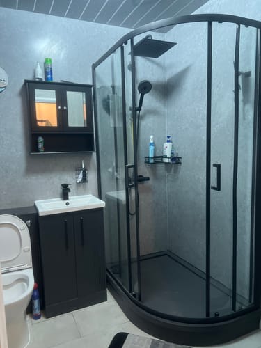 Customer photo review of ShowerWorx Atlantic Matt Black 1200 x 800 x 1900mm Offset Quadrant Shower Door - 6mm Glass