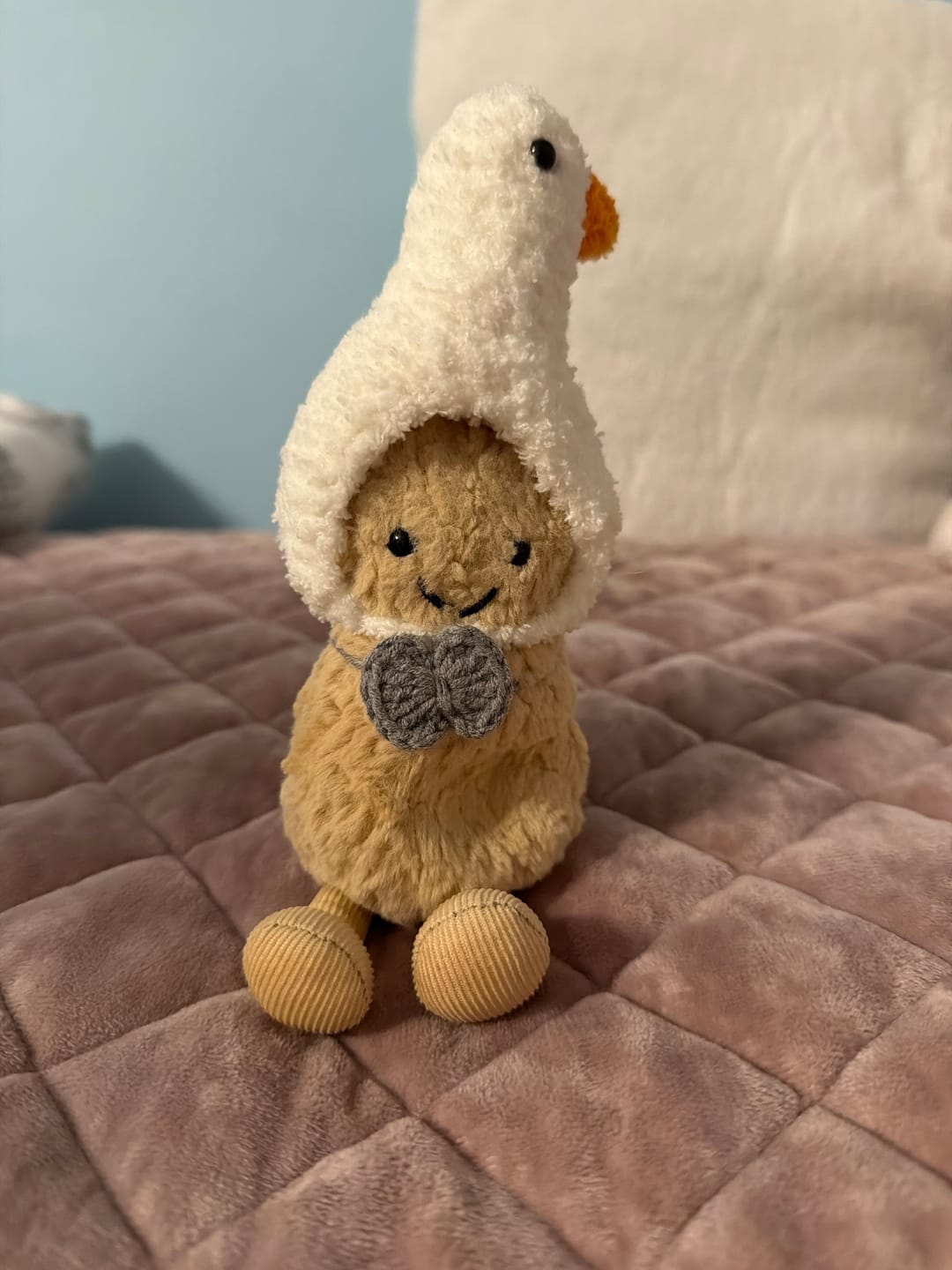 Customer photo review of Handmade Crochet Goose Hat for Jellycat Peanut