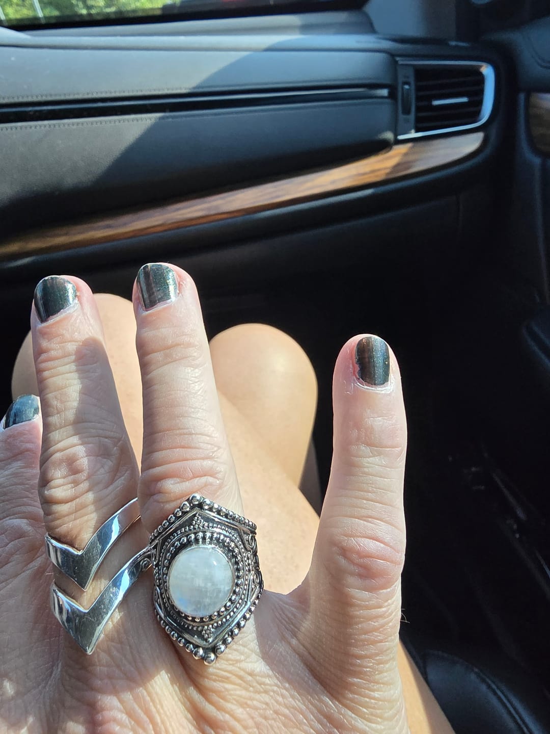 Customer photo review of Sterling Silver Boho Ring with Moonstone