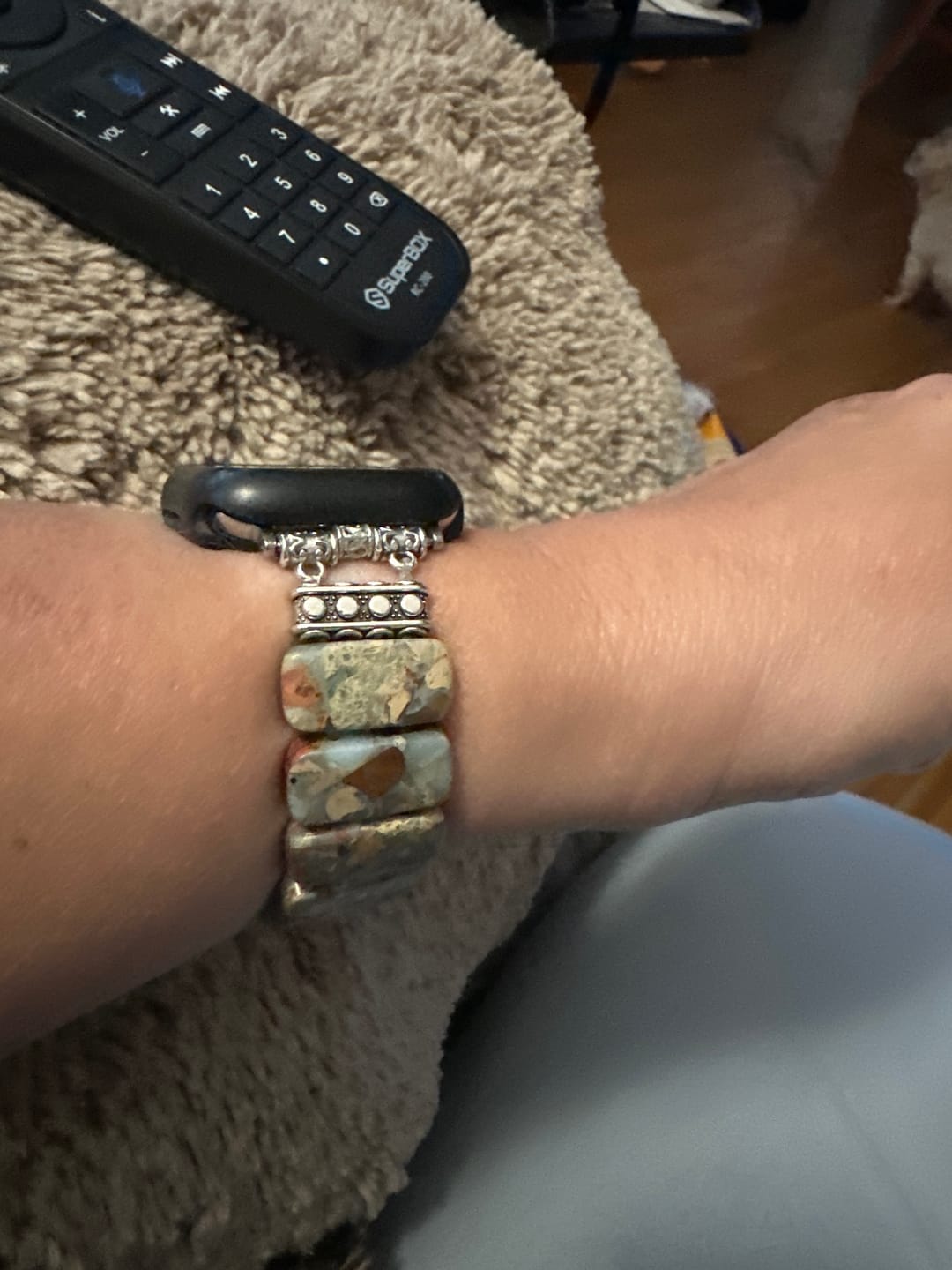 Customer photo review of Earth Tibetan Jasper Stretch Apple Watch Strap