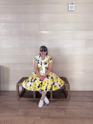 Customer photo review of [US Warehouse] Yellow 1950s Lemon Bow Swing Dress