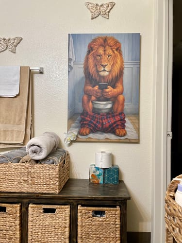 Customer photo review of Lion On The Phone On The Toilet