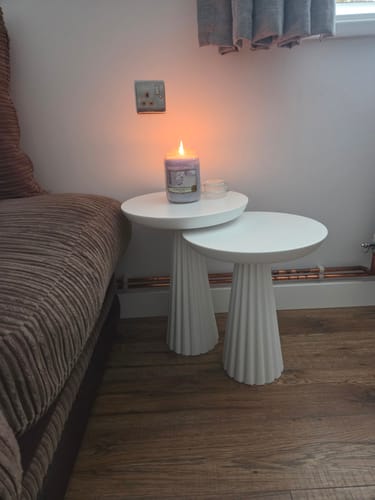 Customer photo review of Ottawa White Mushroom Round Nested & Side Table