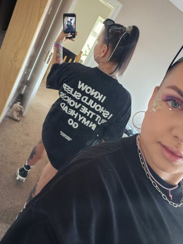 Customer photo review of Voices in my head (Oversized Shirt)