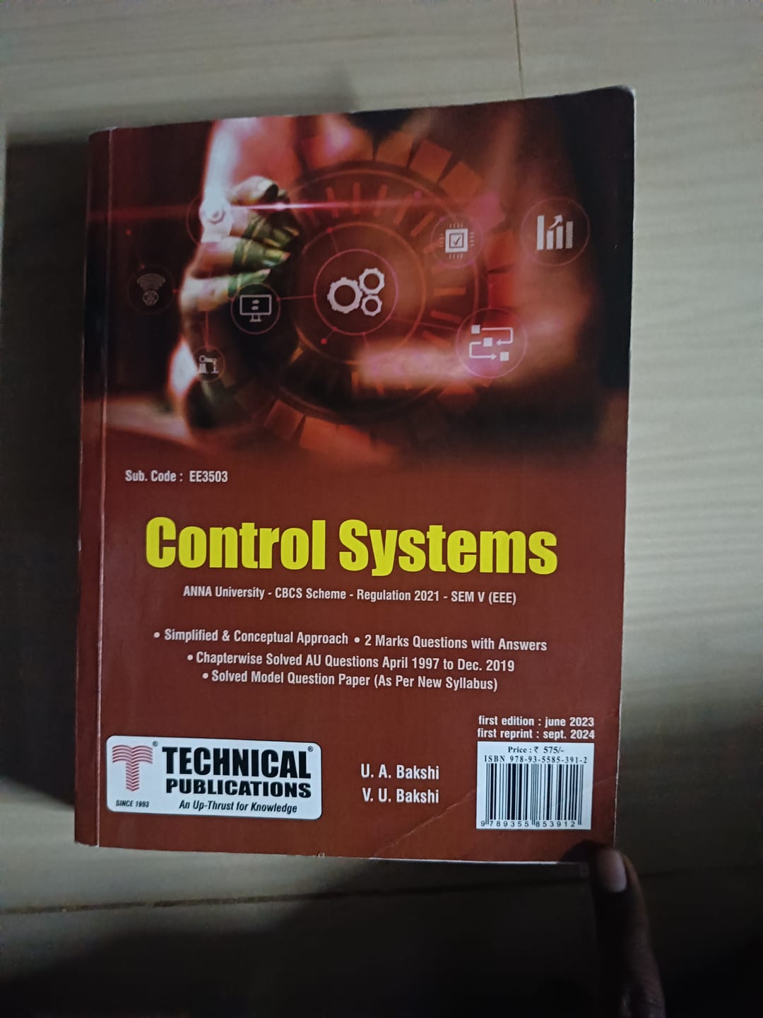 Customer photo review of Control Systems   for BE Anna University R21CBCS (V - EEE - EE3503)