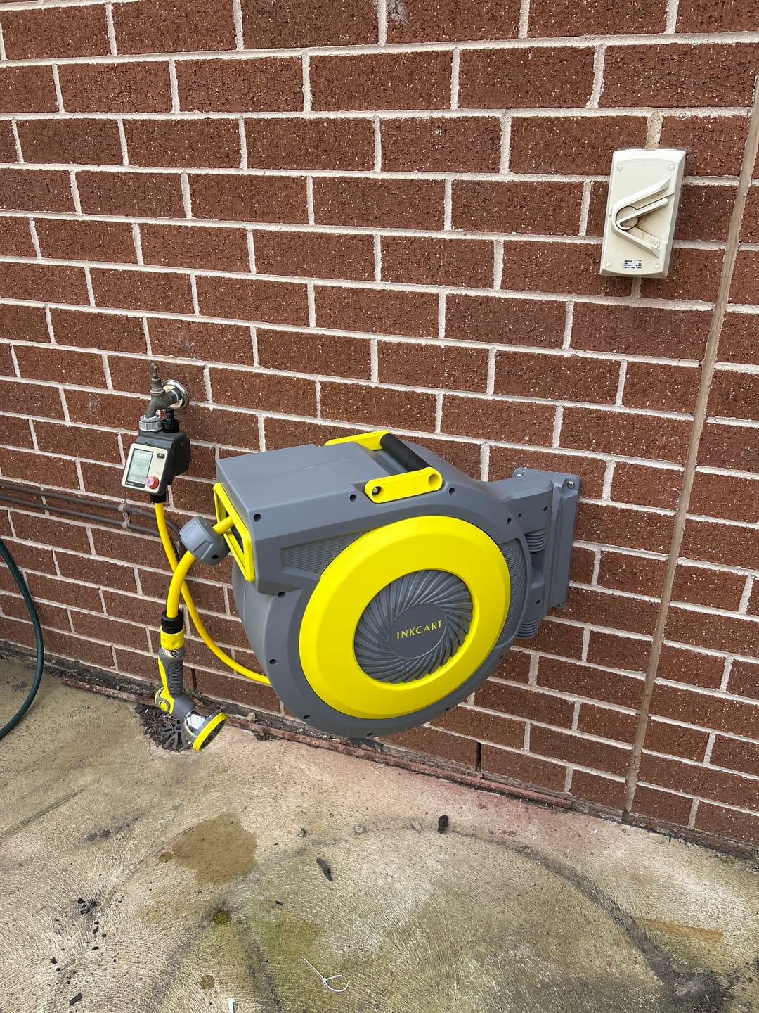 Customer photo review of 30m Retractable Garden Hose Reel.. Fully Installed