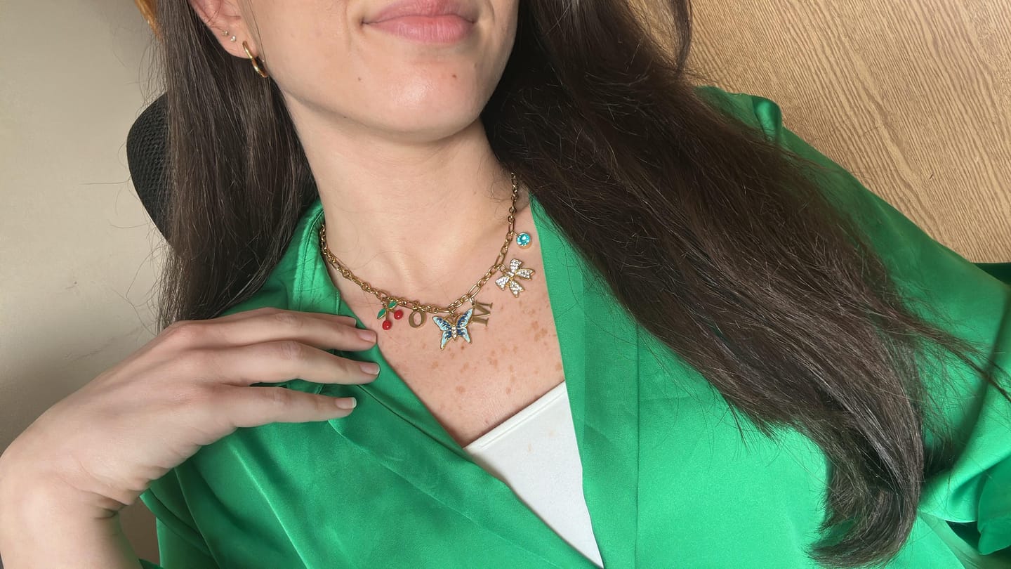 Customer photo review of Charm chain necklace - paperclip
