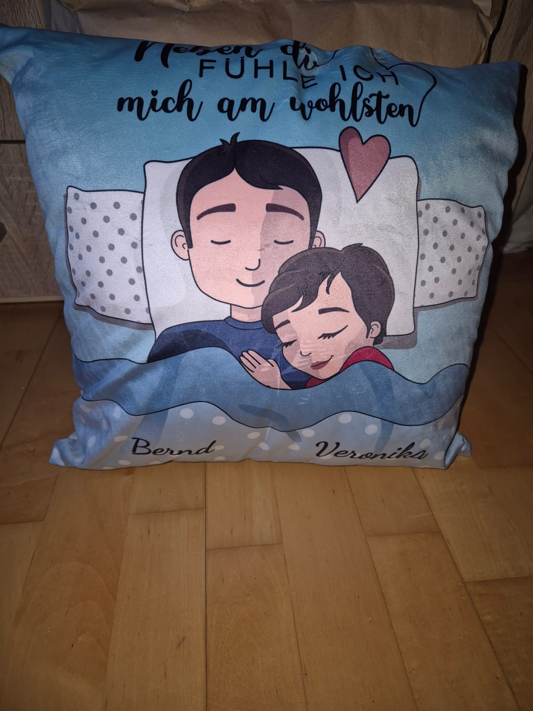 Customer photo review of Schlafmützen - Personalisiertes Kissen