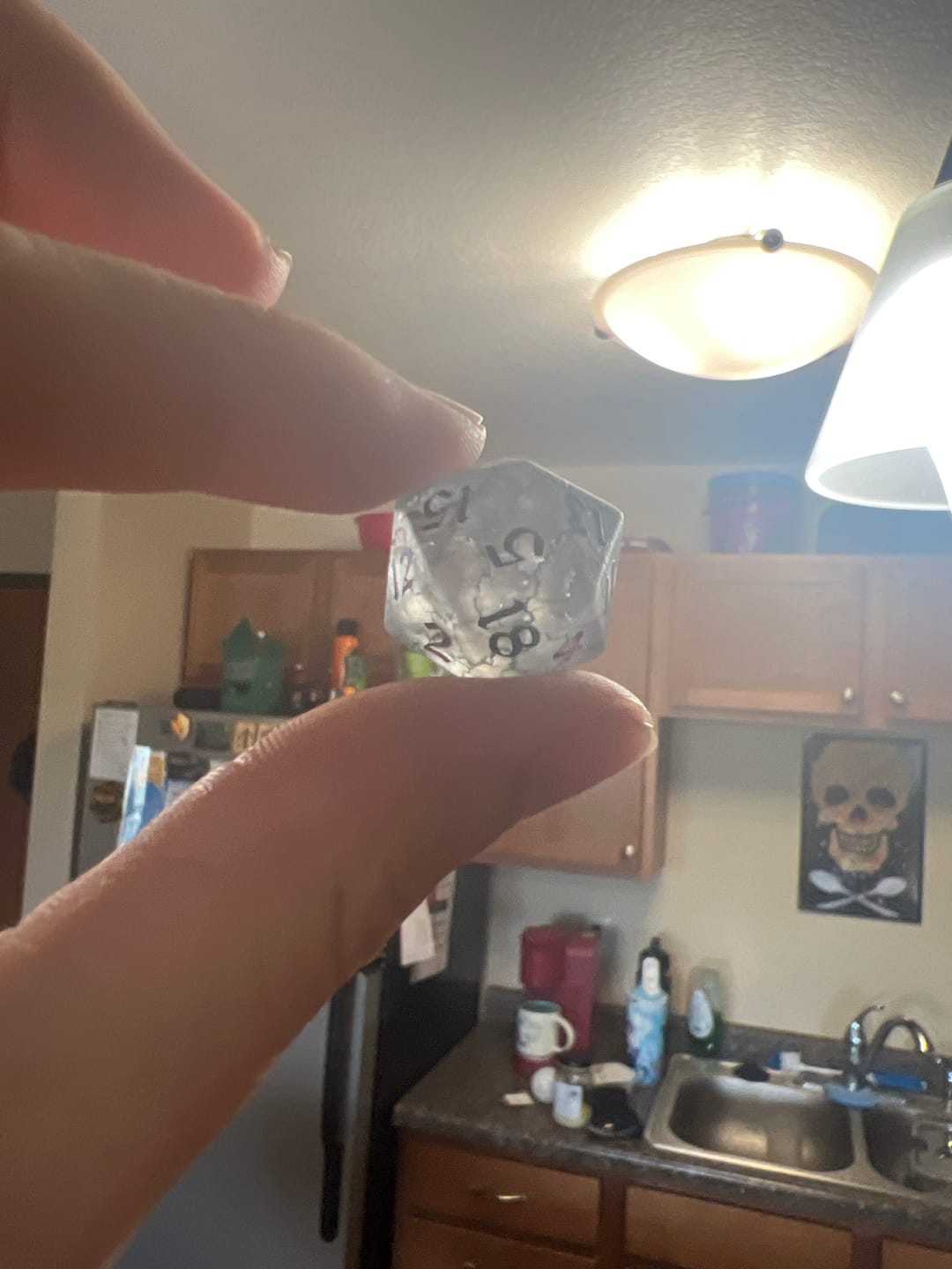 Customer photo review of Black Inked Lightning Cracked Glass DND Dice Set