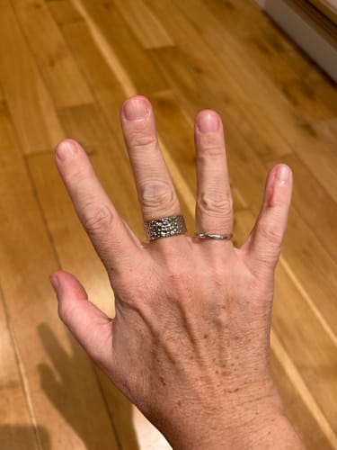 Customer photo review of Grecian Hammered Silver Stacking Ring