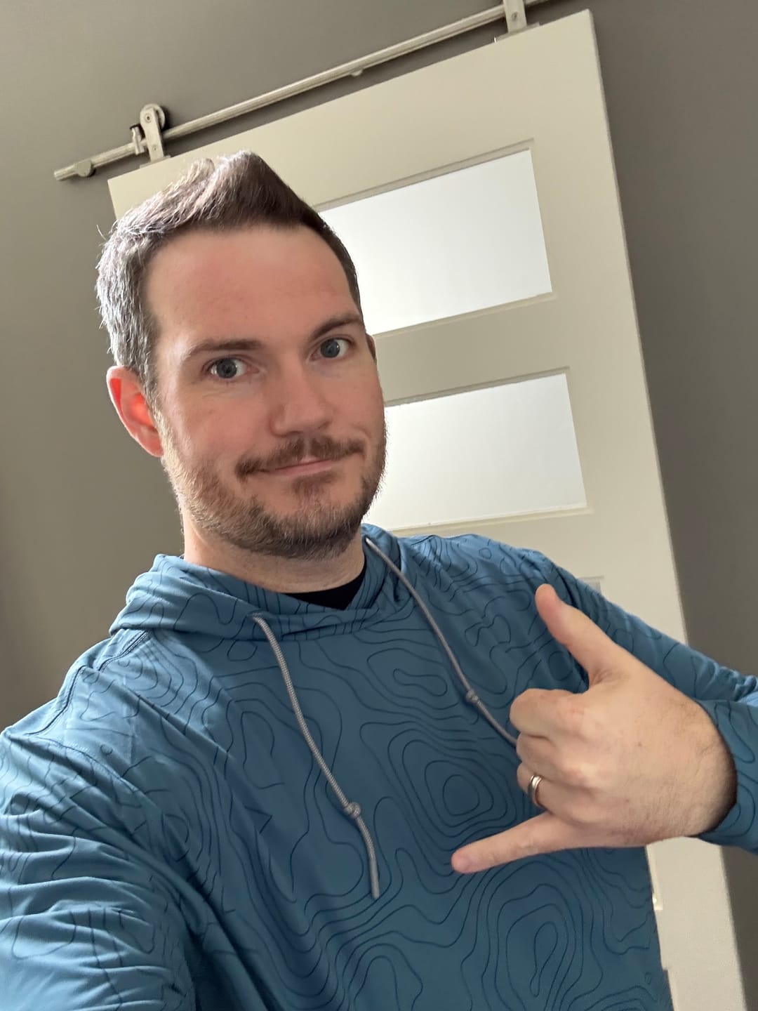 Customer photo review of Topo (Inverted) – Performance Hoodie