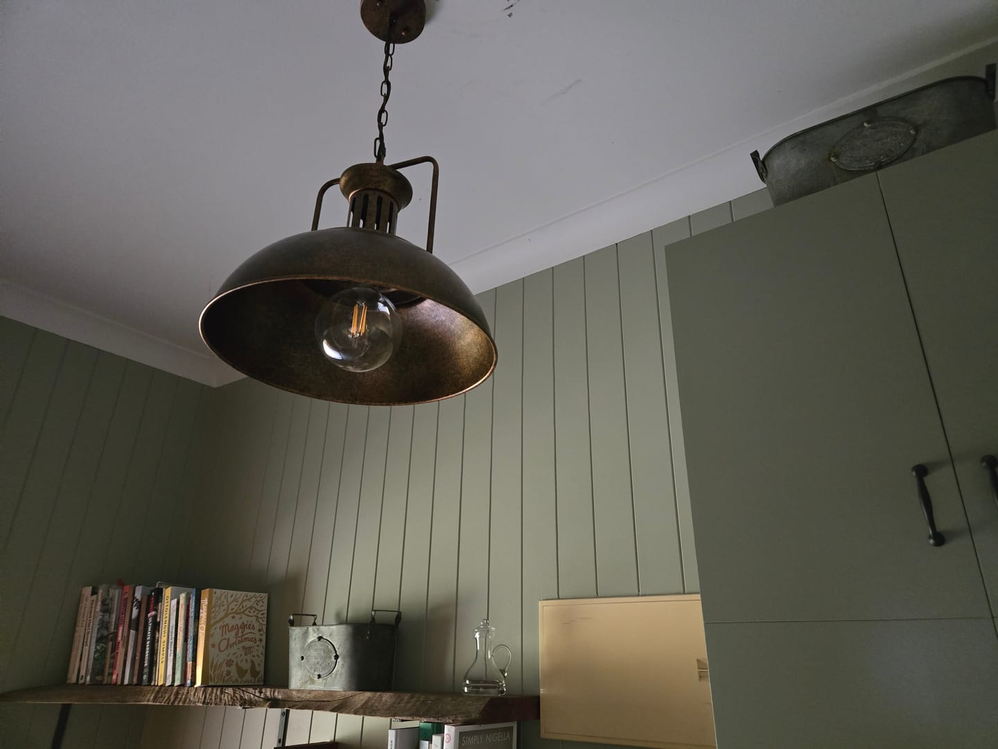 Customer photo review of Farmhouse Rustic Rusty Dome Pendant Light