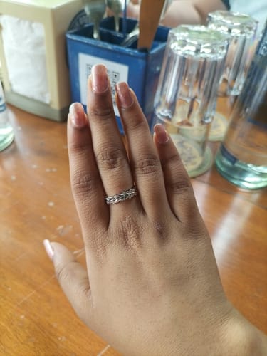 Customer photo review of Silver Woven Leaf Ring