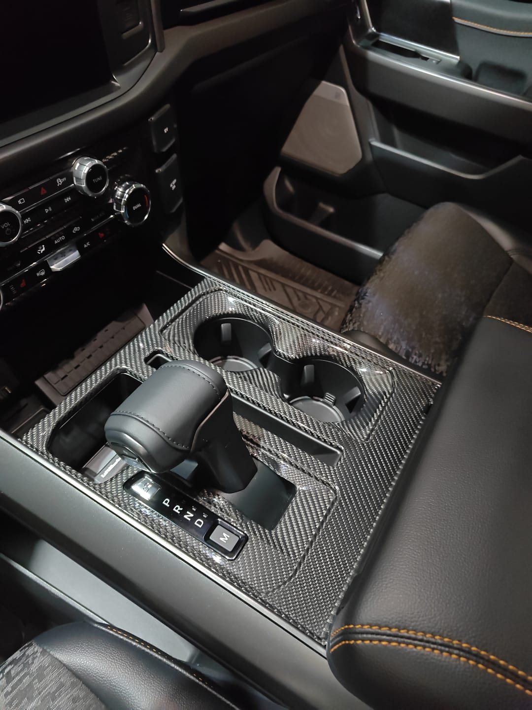 Customer photo review of F150 2021-Up Center Console Hard Carbon Fiber Cover