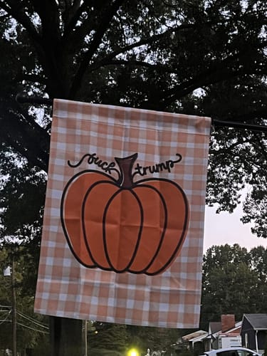 Customer photo review of F*ck Trump Autumn Pumpkin Garden Flag