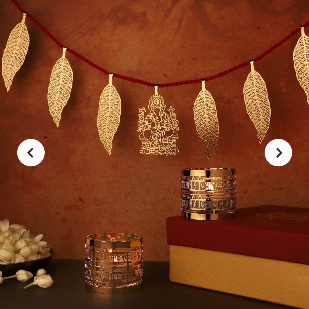 Customer photo review of Gift Set - Gayatri Mantra Tealight Holders & Door Hanging
