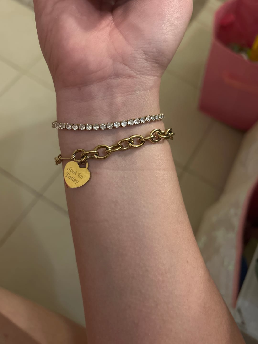 Customer photo review of Classic Chunky Engravable Heart Bracelet